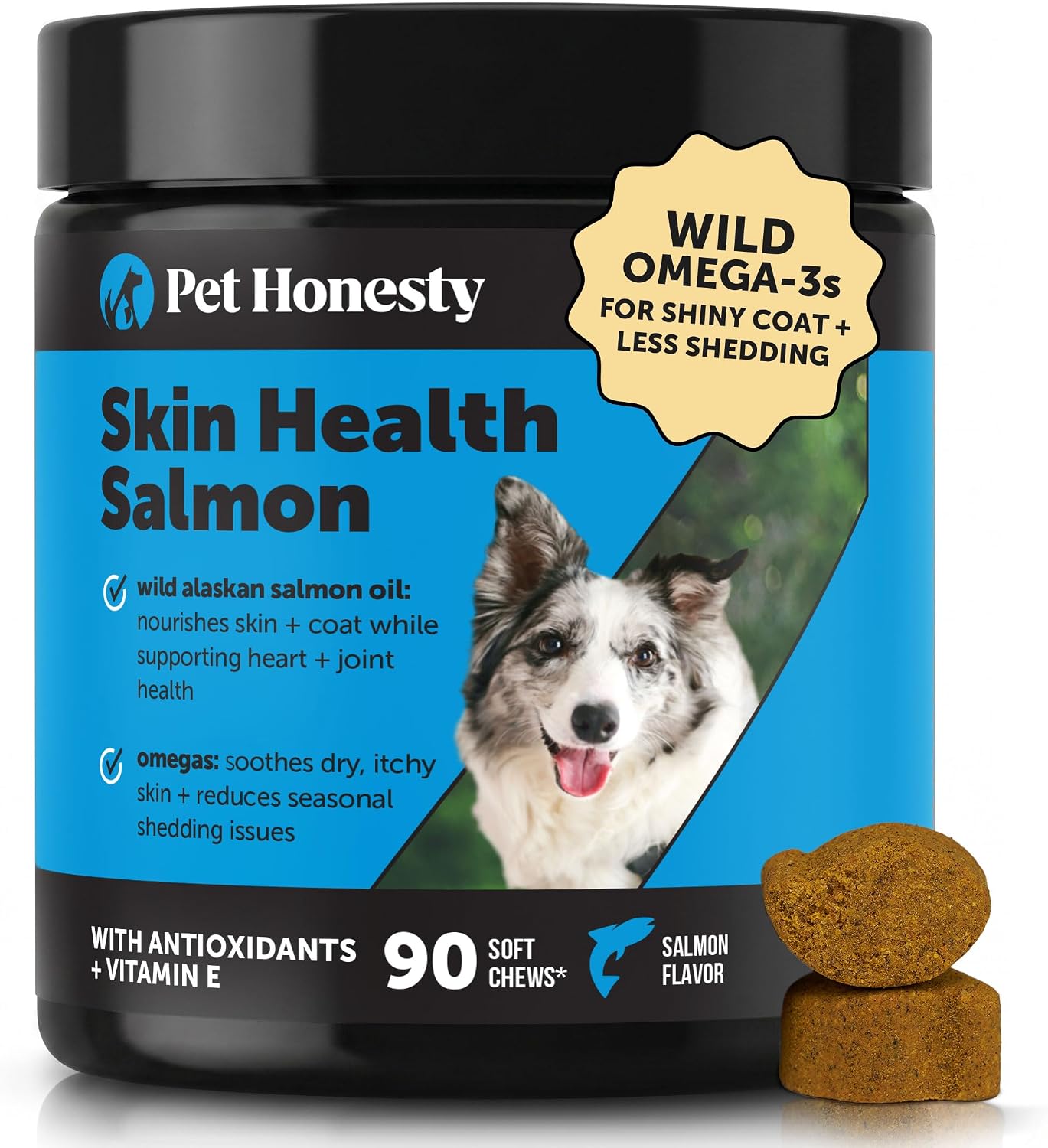 Pet Honesty Masticables de Aceite de Salmón Salvaje de Alaska para Perros - Suplemento Omega 3 para Piel y Pelaje