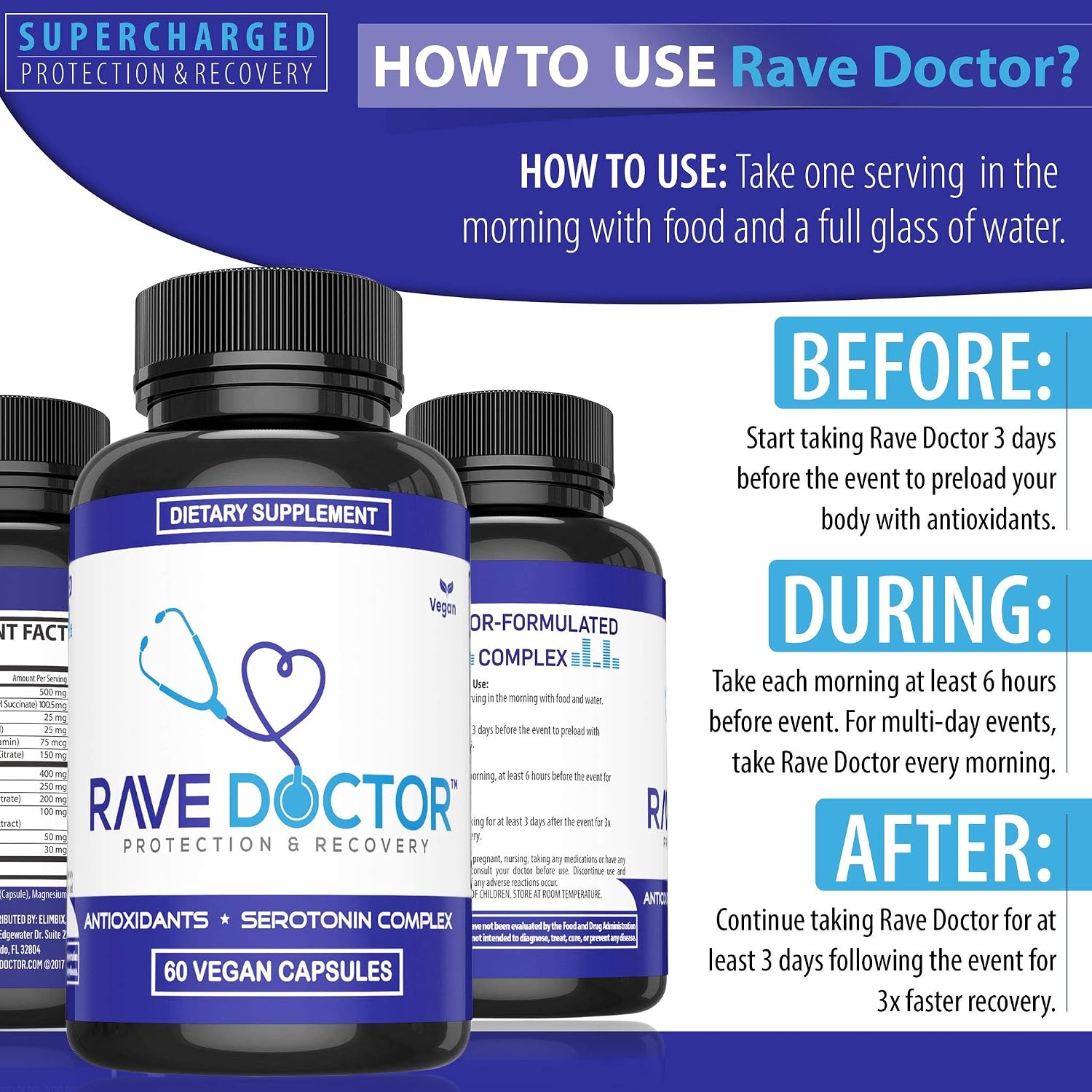 Rave Doctor 5 HTP Supplement – Complemento Alimenticio con 5-HTP, Vitaminas y Antioxidantes (Vegano)
