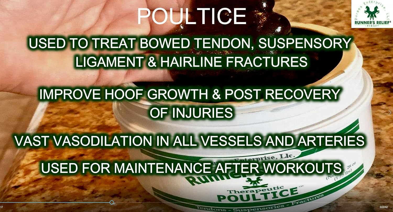 RUNNER'S RELIEF Therapeutic Poultice Tightener | Treatment for Bowed Tendon Injury | Natural Soothing Clay Medication for All Horse Breeds | Use on Tendons, Ankles, Hooves, Ligaments | 1.75 oz
