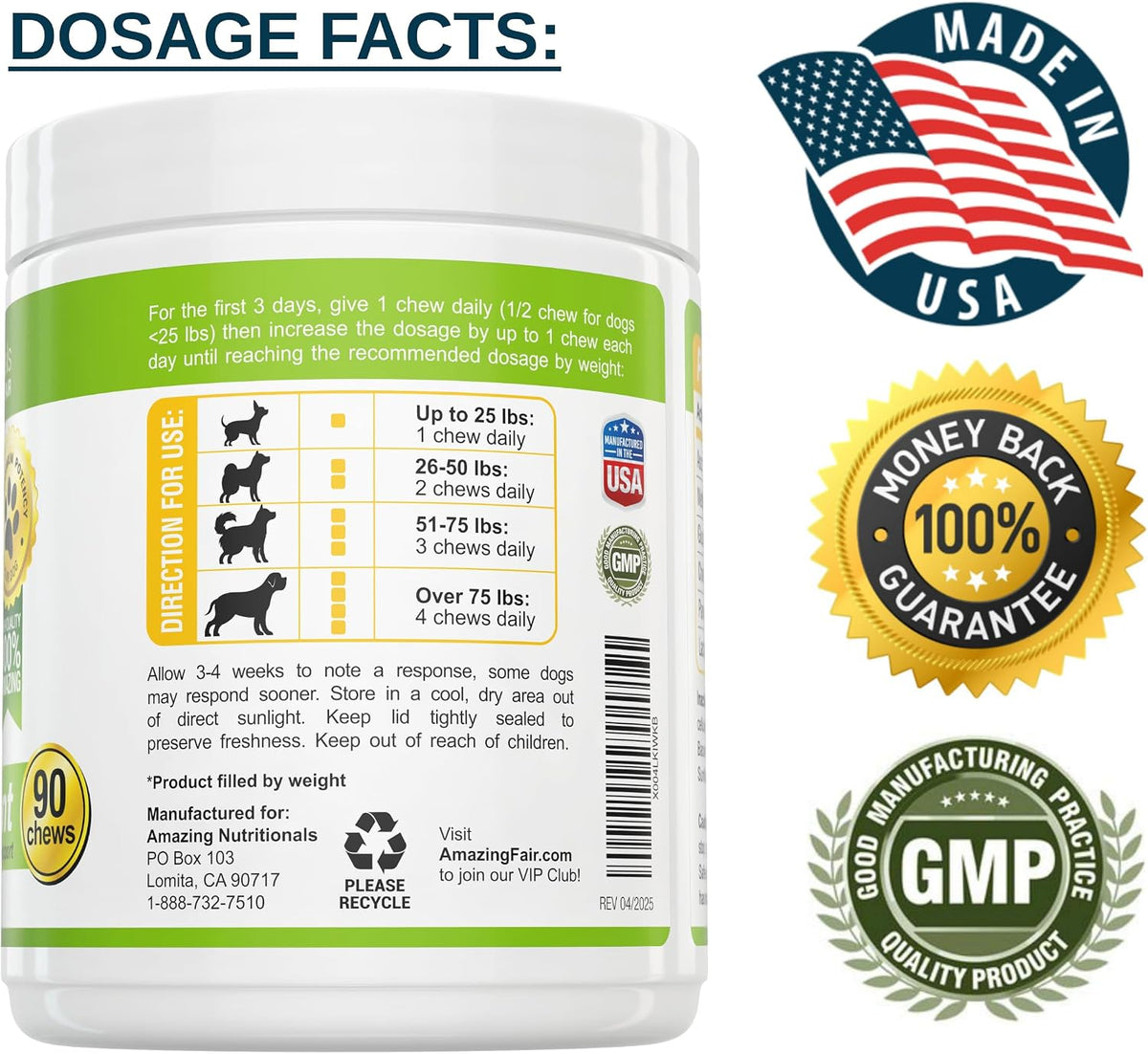 Amazing Probiotics for Dogs Eliminates Diarrhea and Gas with Hip Joint Pain Relief, 90 Bacon Soft Chews – Image 5