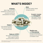 Mountain Peak Adrenal B Complex — Apoyo para el Cortisol con Ashwagandha, Vitaminas B6, B12 y C — Suplemento para el Sistema Endocrino y Nervioso (90 Cápsulas Vegetales)