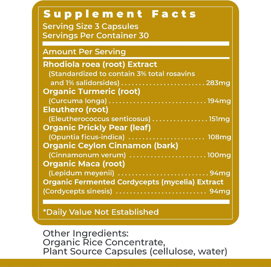 Premier Research Labs Adaptogen-R3 – Complejo de Adaptógenos con Rhodiola Rosea y Maca, 90 Cápsulas Vegetarianas