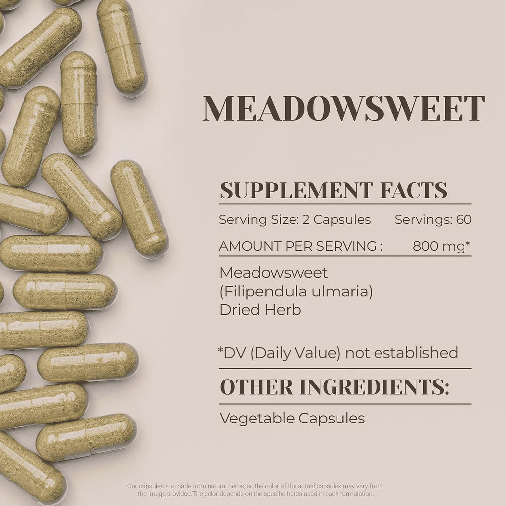 Meadowsweet 120 Cápsulas | Complemento Alimenticio Herbal de Alta Potencia