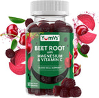 YumVs Gominolas de Remolacha con Magnesio y Vitamina C – Sabor Baya – 60 Gominolas – Vegano, Sin Gluten