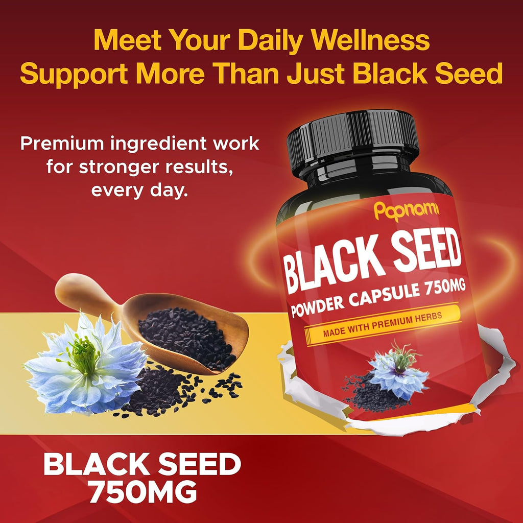 Cápsulas de Semilla Negra Pura 750mg - Suplemento Natural de Papnami (90 Cápsulas, 3 Meses)
