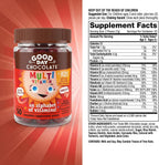 Good Day Chocolate Multivitamínico Completo para Niños – Suplemento Diario con Vitaminas A, B6, B12, C, D, E, Folato y Biotina, Chocolate de Comercio Justo y Sin OGM, 50 Piezas