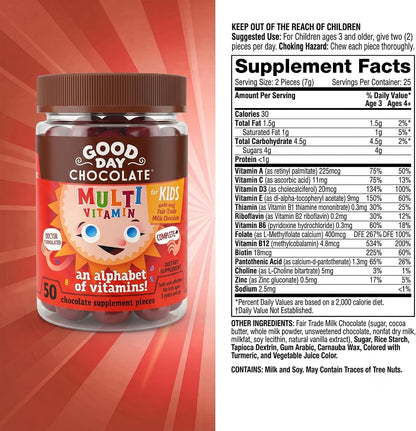 Good Day Chocolate Multivitamínico Completo – Bajo contenido en azúcar: Solo 2g por pieza, muy inferior al de – Image 2