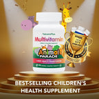NaturesPlus Animal Parade Gold Multivitamínico Infantil - 120 Comprimidos Masticables Sabor Cereza, Naranja y Uva