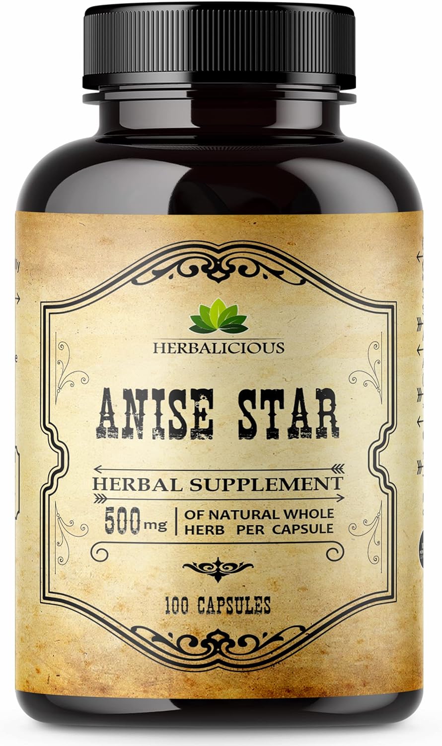 HERBALICIOUS Suplemento de Anís Estrellado Orgánico – 100 Cápsulas – 1000mg – Sin Rellenos ni Conservantes