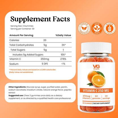 VITA GLOBE Vitamina C 250 mg Gummies con Colágeno - 60 Unidades – Image 2