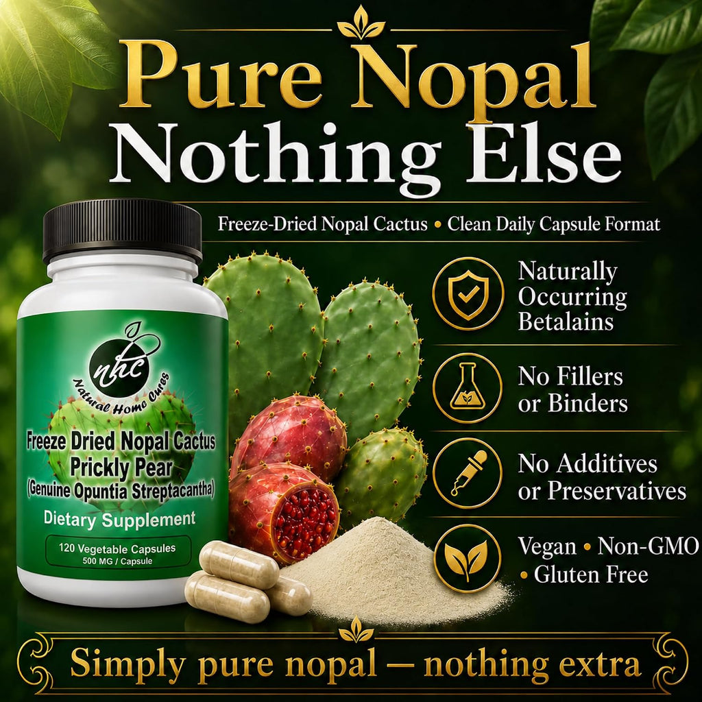 Natural Home Cures Cápsulas de Nopal Liofilizado, 500 mg, 120 Cápsulas Veganas (4 Envases)