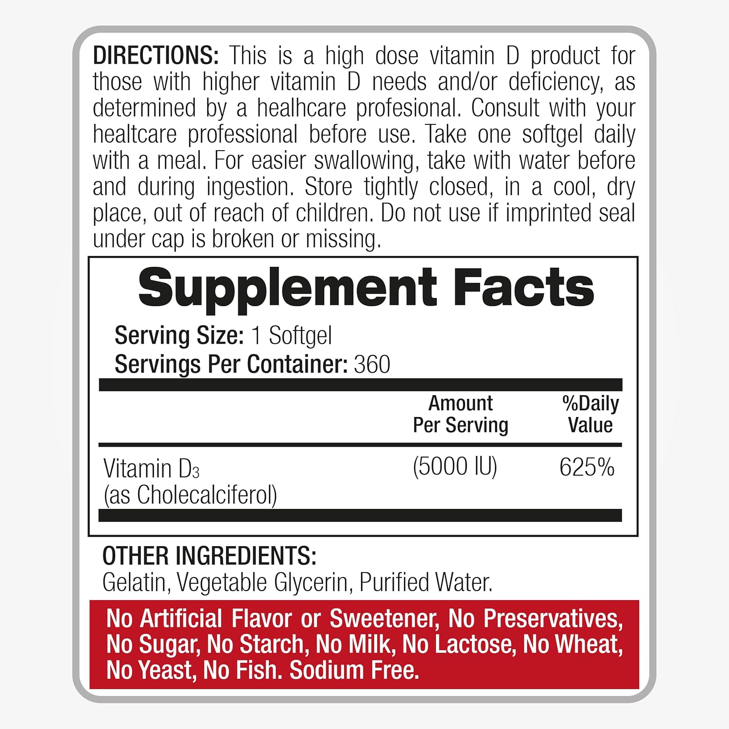 FITO MEDIC'S Lab Vitamina D3 5000 UI – 360 Cápsulas Blandas