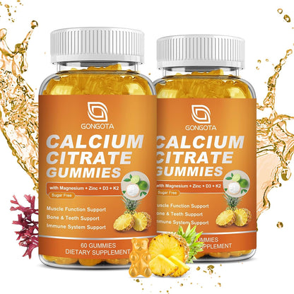 GONGOTA Gominolas de Citrato de Calcio 1200 mg con Vitamina D3 - Apoyo para Huesos, Músculos y Articulaciones - Sin Azúcar, – Image 1