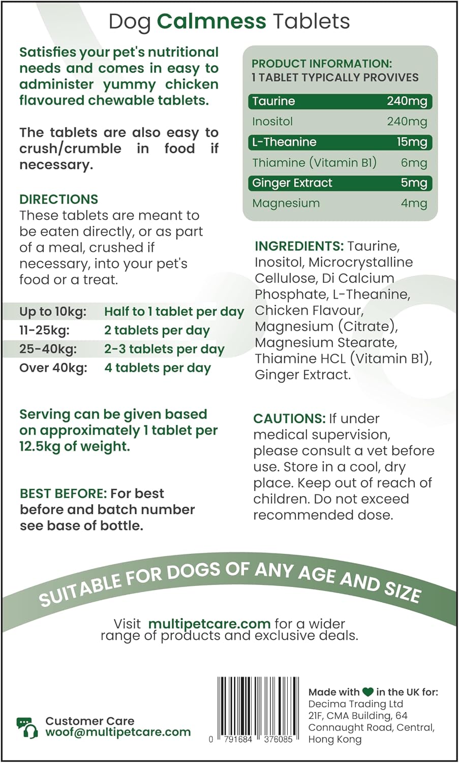 Multipetcare Calming Chews para Perros – 120 Comprimidos Sabor Pollo