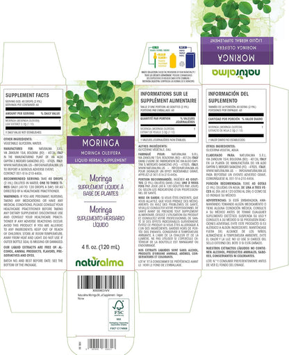 Naturalma Moringa (Moringa oleifera o Moringa aptera) - Tintura sin Alcohol - 118 ml - Extracto Líquido en Gotas - Vegano – Image 2