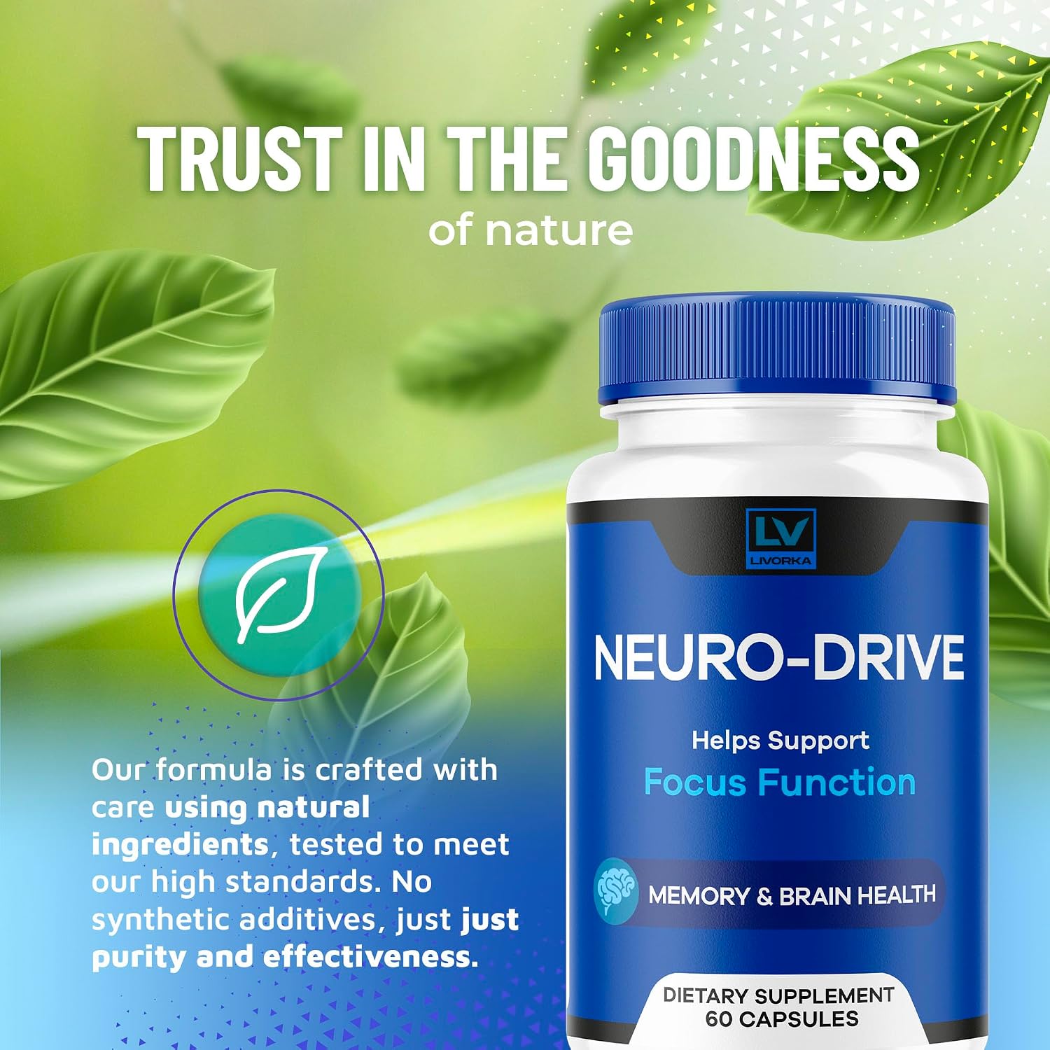 (5 Paquetes) Neuro Drive Cápsulas, Fórmula Avanzada, 300 Cápsulas para 5 Meses