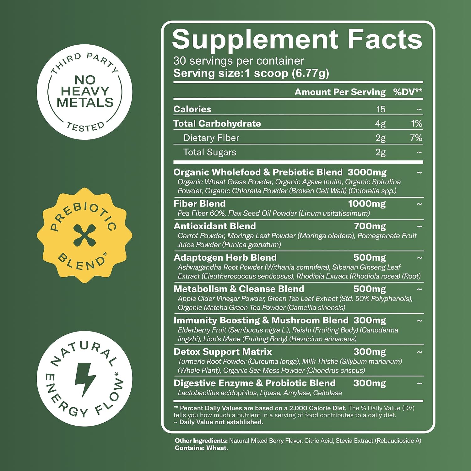 TrueSeaMoss Super Greens Powder con Matcha para la Salud Digestiva e Intestinal – 25 Superalimentos con Probióticos, Prebióticos, Enzimas y Sea Moss – Polvo de Superalimentos Vegano para la Hinchazón y Regularidad - 30 Servicios