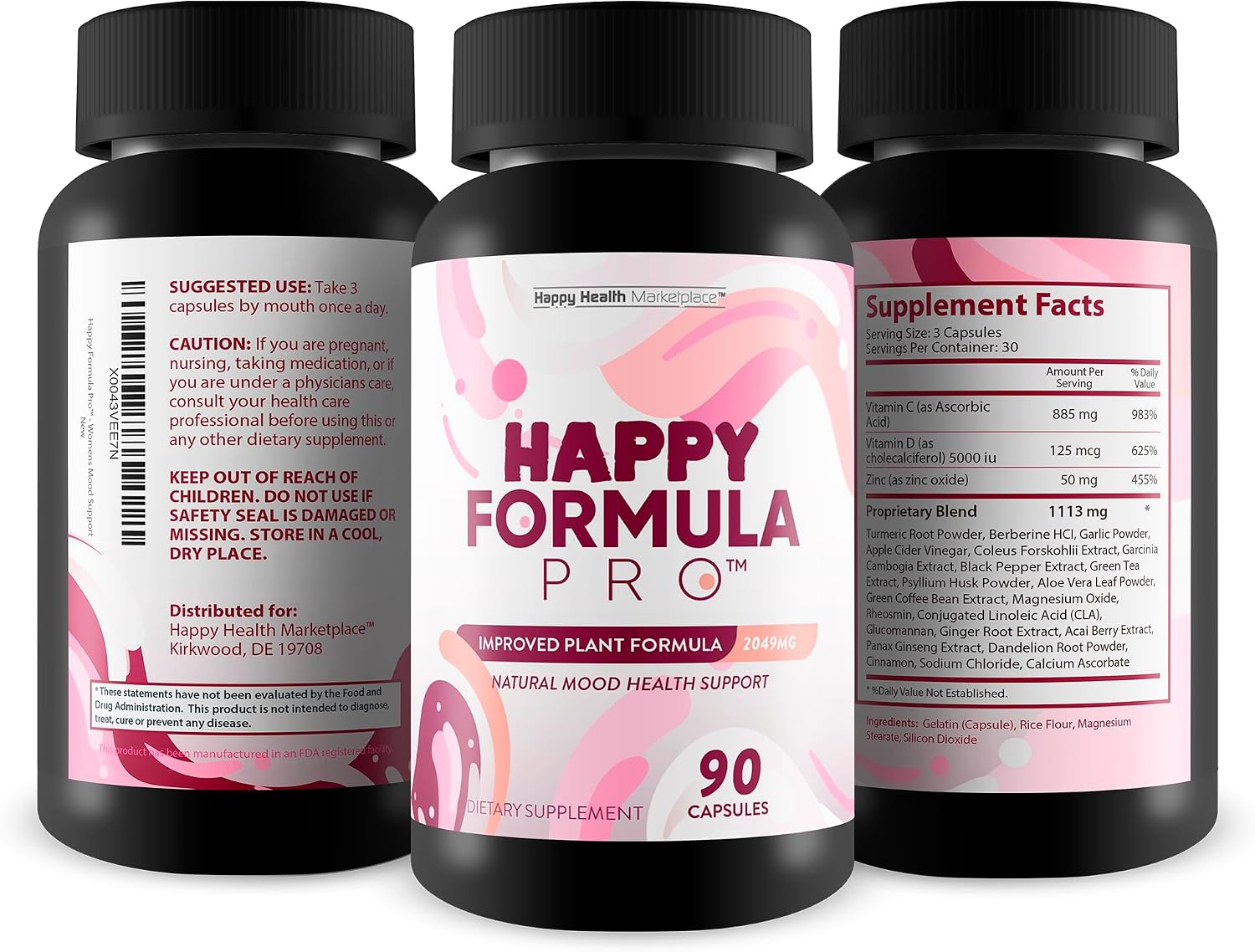 Happy Formula Pro - Complemento alimenticio de vitamina D para apoyo del estado de ánimo