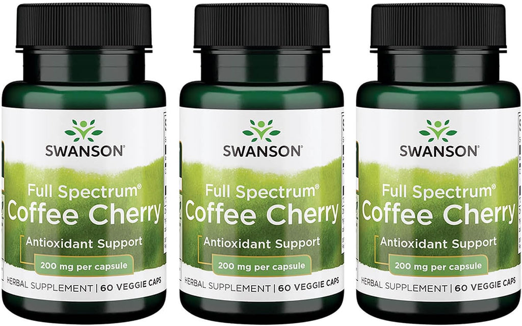 Swanson Full Spectrum Coffee Cherry - Apoyo Antioxidante - Protección Celular - Alto ORAC - Vegano - Sin Gluten - 60 Cápsulas (Paquete de 2)