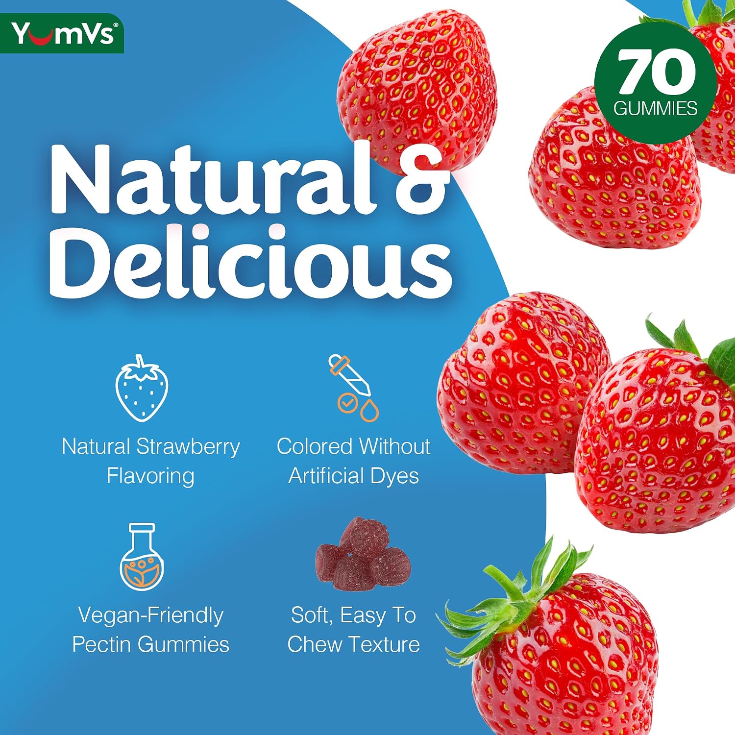 Gomitas de Complejo B con Vitamina C – Delicioso sabor, 1 al día, Apoyo Energético y Nervioso para Adultos – Vegano, Kosher, No-GMO – con B12, B6, Niacina y Ácido Fólico – 70 unidades