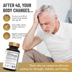 40+ Muscle Bone Joint Support | Posbiótico Polycan® Estudiado Clínicamente | Apoyo para Salud Ósea, Muscular y Articular | 60 Cápsulas