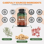 EarthNutri Vitamina D3 + K2 5000 UI con MenaQ7 y Aquamin, 60 Cápsulas