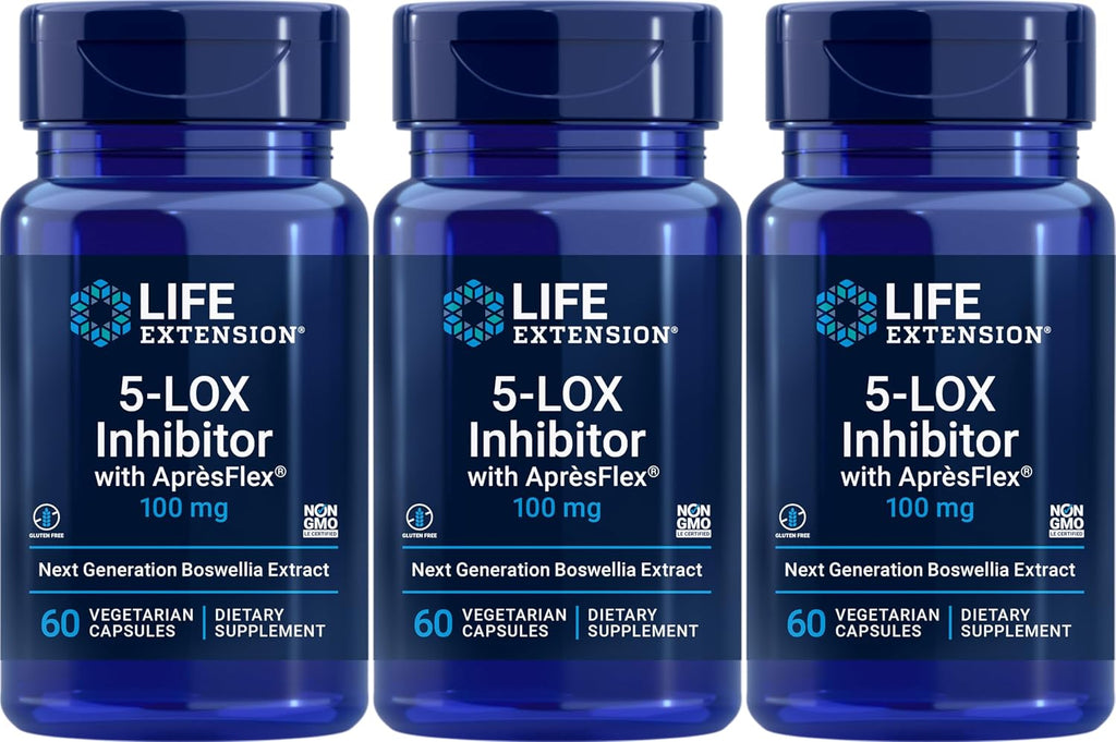 Life Extension 5-LOX Inhibitor con AprèsFlex 100 mg, 60 Cápsulas Vegetales (Pack de 3)