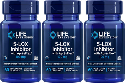 Life Extension 5-LOX Inhibitor con AprèsFlex 100 mg, 60 Cápsulas Vegetales (Pack de 3) – Image 1