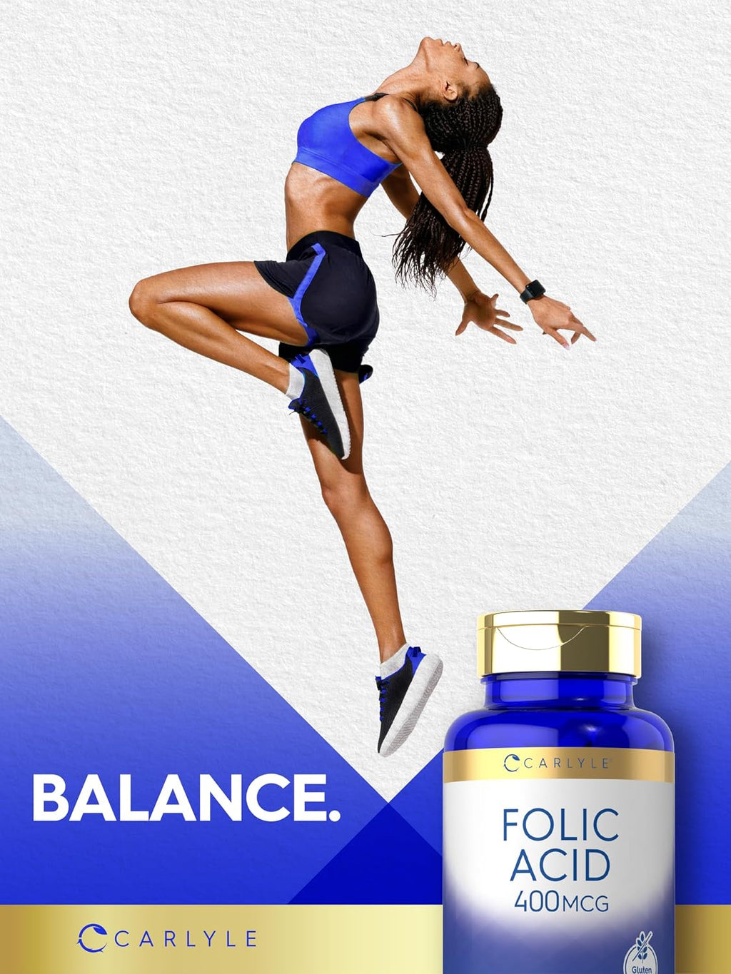 Carlyle Ácido Fólico 400 mcg | 400 Comprimidos | Vegetariano, No-GMO, Sin Gluten