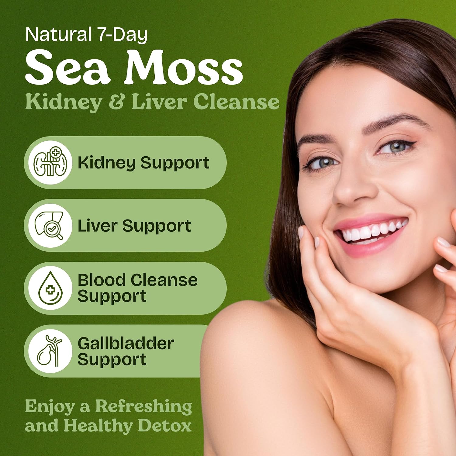 Atlantic Naturals Sea Moss 7 Day Detox - Depuración Natural de Hígado, Vesícula y Riñones - Sabor Piña (397g)