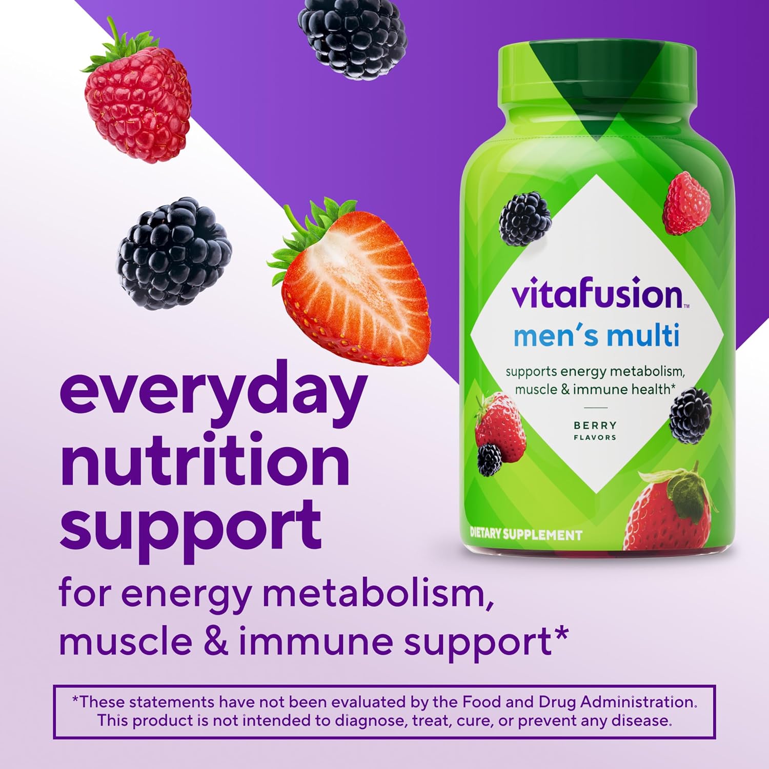 Vitafusion Multivitamínico en Gominolas para Hombres, Sabor Berry, 120 unidades (60 días)