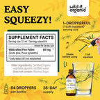 Wild & Organic Tintura de Polen de Pino - Extracto de Polen de Pino Silvestre - Suplemento Líquido Vegano, Sin Alcohol ni Azúcar - 2 fl oz (59 ml)