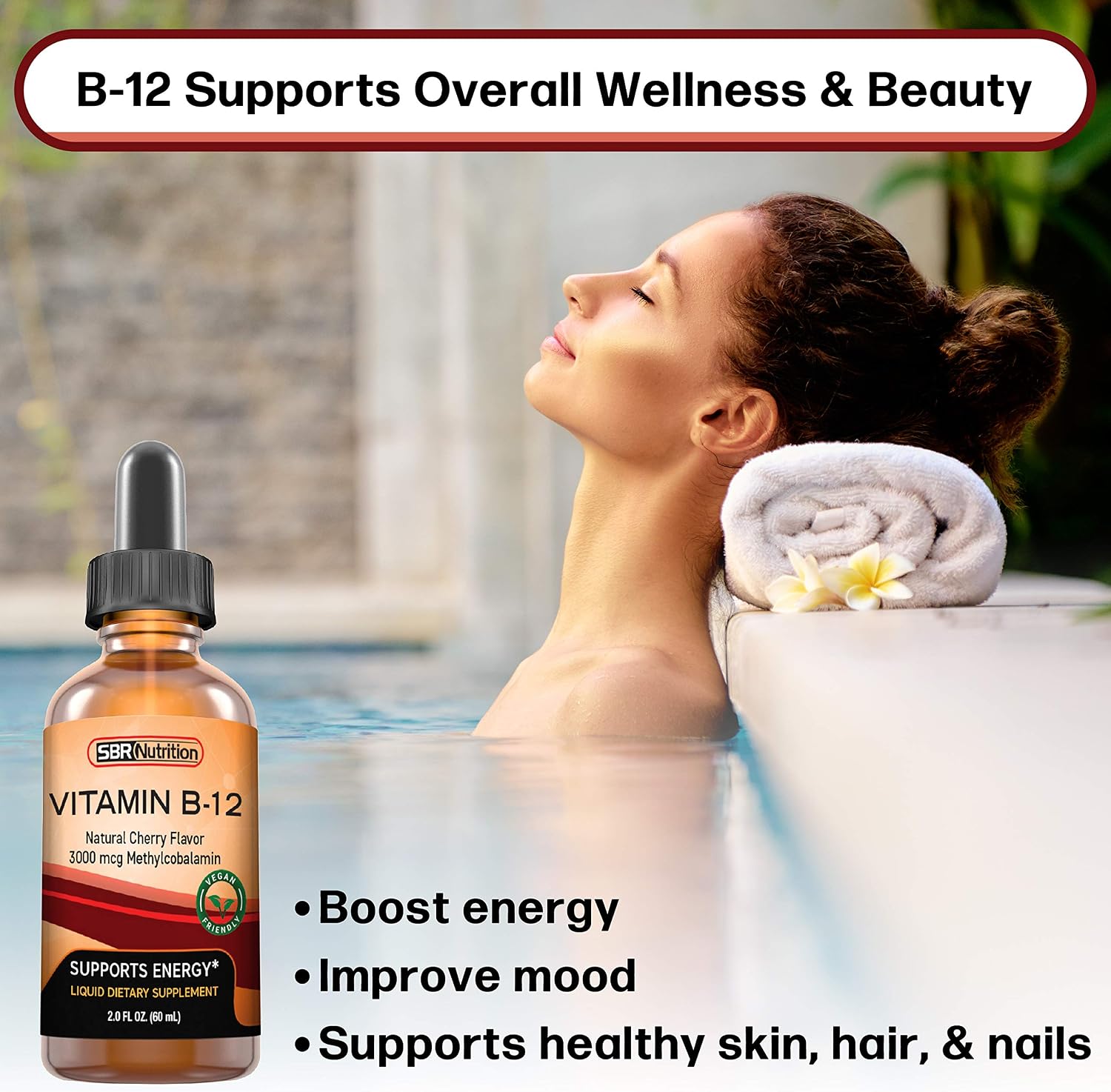 Vitamina B12 Sublingual Gotas Líquidas - Metilcobalamina 3000mcg - 60 Dosis - Vegano