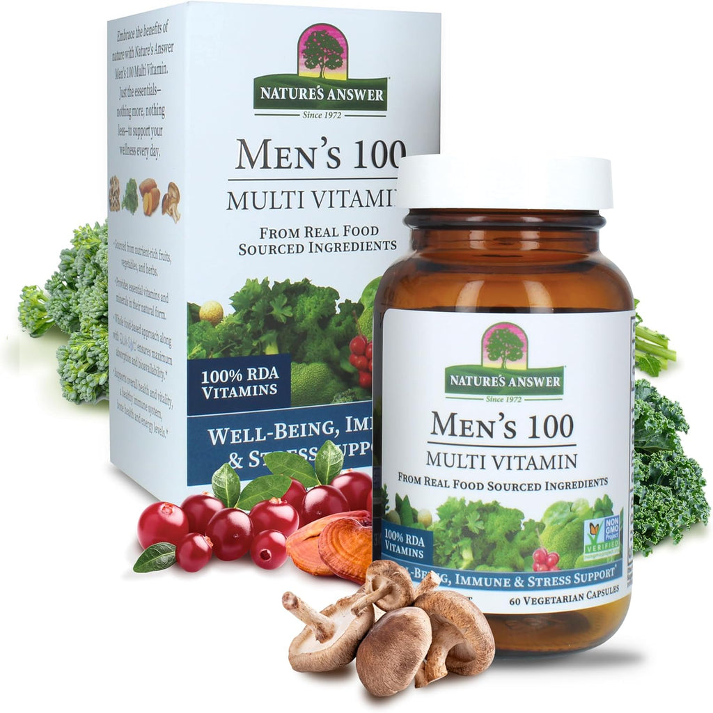 Nature's Answer Men's 100, Multivitamínico para hombres, 60 cápsulas vegetarianas
