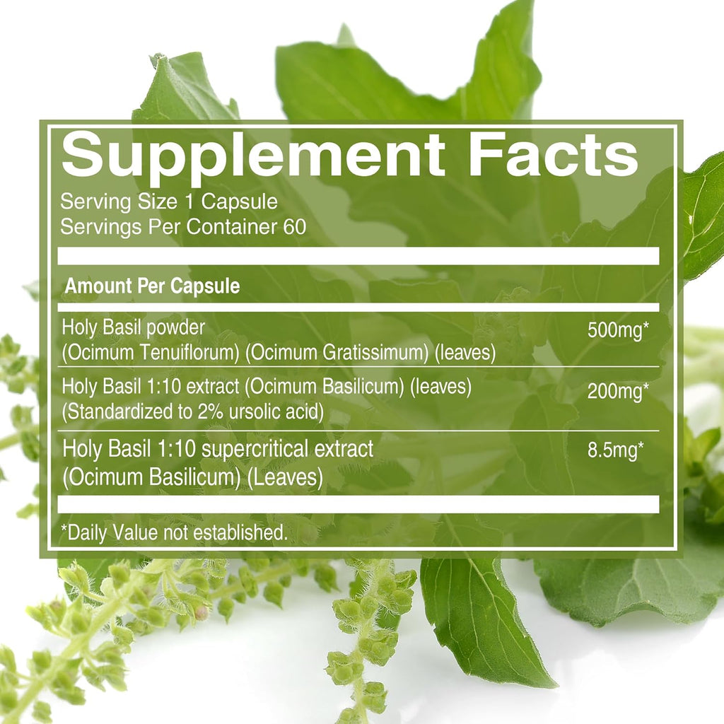 Pure Nutrition Tulsi Extract 708mg - 60 Cápsulas Veganas con Eugenoles y Ácido Ursólico