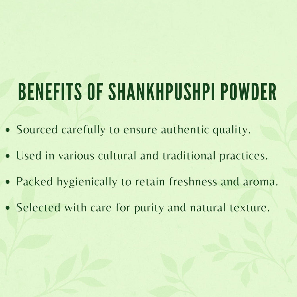 Shankhpushpi Powder 100g | Convolvulus Pluricaulis | Vegano | Sin Gluten | No GMO