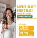 FAMILI+ Vitamina D3+K2 Vegano, 2000 UI D3 + 100 mcg K2 MK-7, 180 Cápsulas Blandas Vegetales