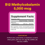 Natural Factors, Vitamina B12 Metilcobalamina 5000 mcg, Comprimidos Masticables, 60 unidades