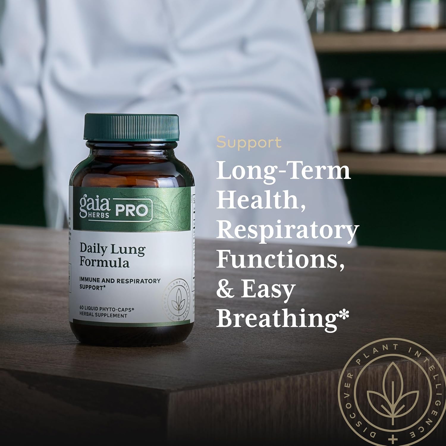 GAIA HERBS PRO Fórmula Pulmonar Diaria - Apoyo a la Salud Respiratoria - Suplemento con Hoja de Gordolobo, Raíz de Malvavisco y Más - Vegano, Sin Gluten, Sin Soja - 60 Cápsulas Líquidas