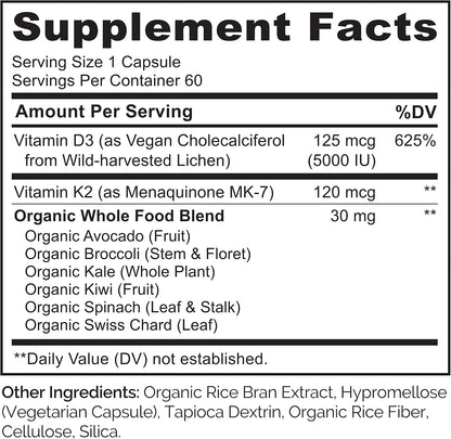 NATURELO Vitamina D3 K2 - Vegano con D3 de Liquen y K2 MK-7 - 60 Cápsulas (Pack de 2) – Image 3