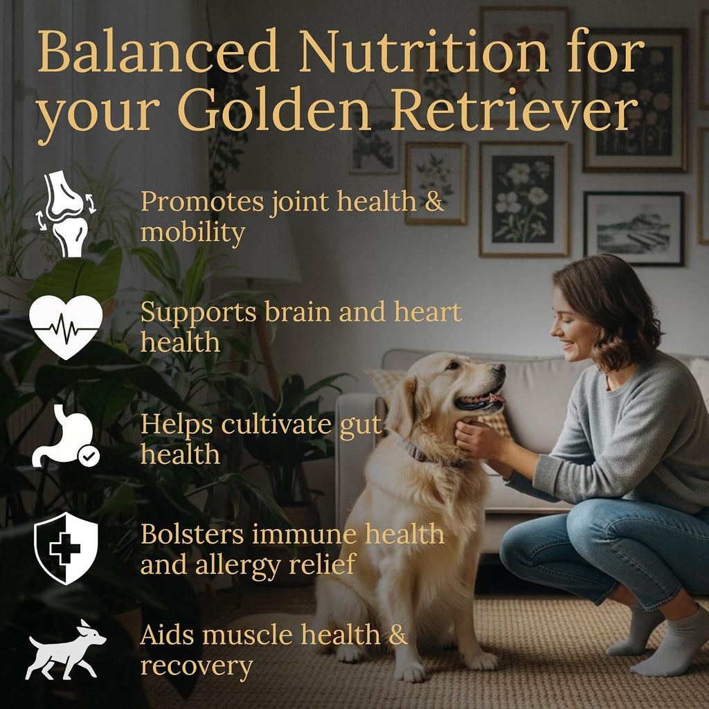 Prestige Breed Multivitaminas para Golden Retriever, Nutrición Equilibrada, 90 Comprimidos, Hecho en EE.UU. con Bacon Auténtico