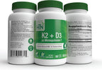 Advanced K2 (MenaQ7) 100mcg con Vitamina D3 1000 UI, 60 Cápsulas Vegetales