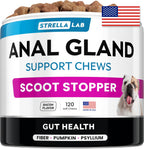 STRELLALAB Anal Gland Support Chews - Suplemento Digestivo con Fibra y Prebióticos para Perros, 120 masticables