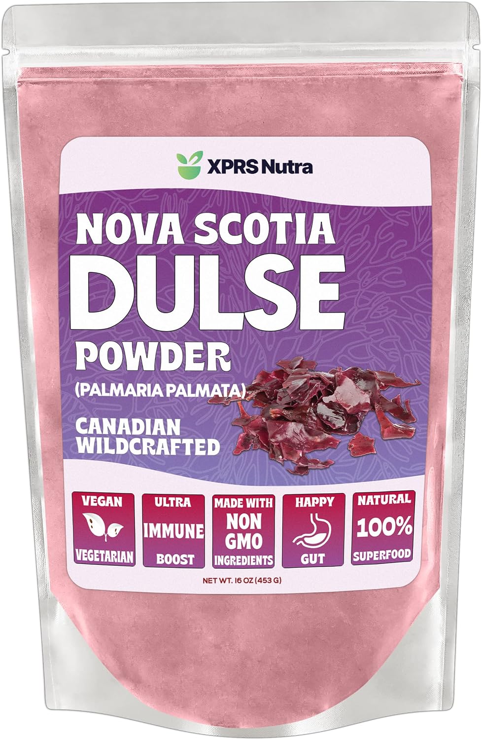 XPRS Nutra Polvo de Dulse (Palmaria Palmata) – Alga Atlántica Silvestre de Nueva Escocia – Vegano (227 g)