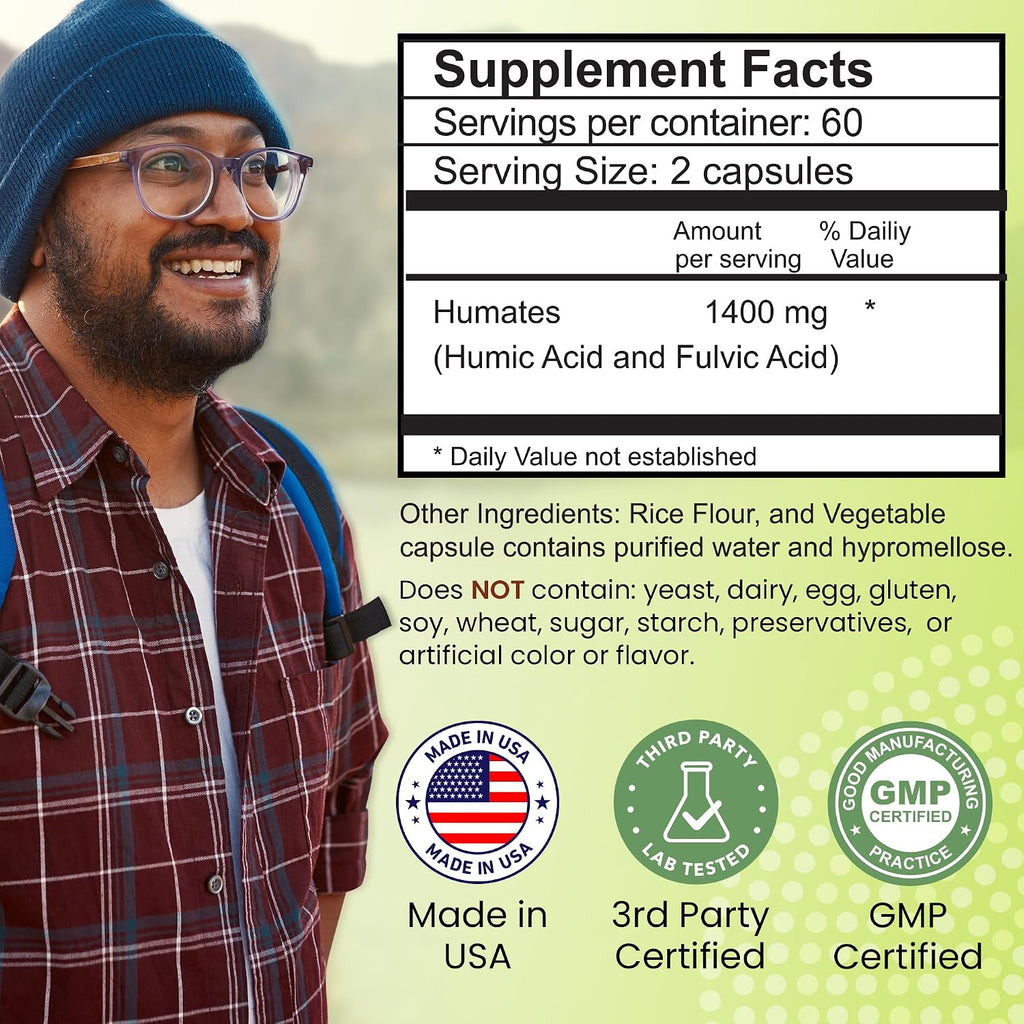Fulvic Humic Mineral Blend – Complejo de Minerales Traza y Electrolitos, 120 Cápsulas Veganas