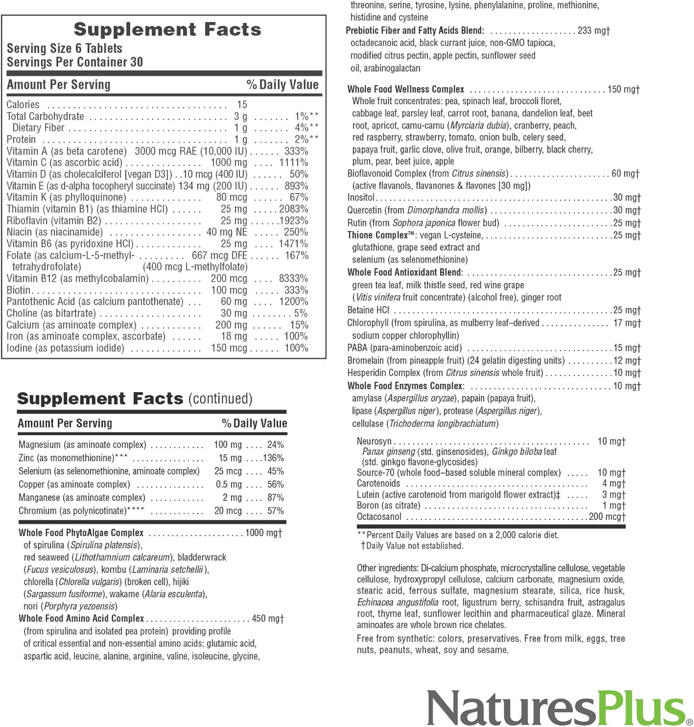 NaturesPlus Ultra Source of Life Multivitamin - 180 Mini-Tablets
