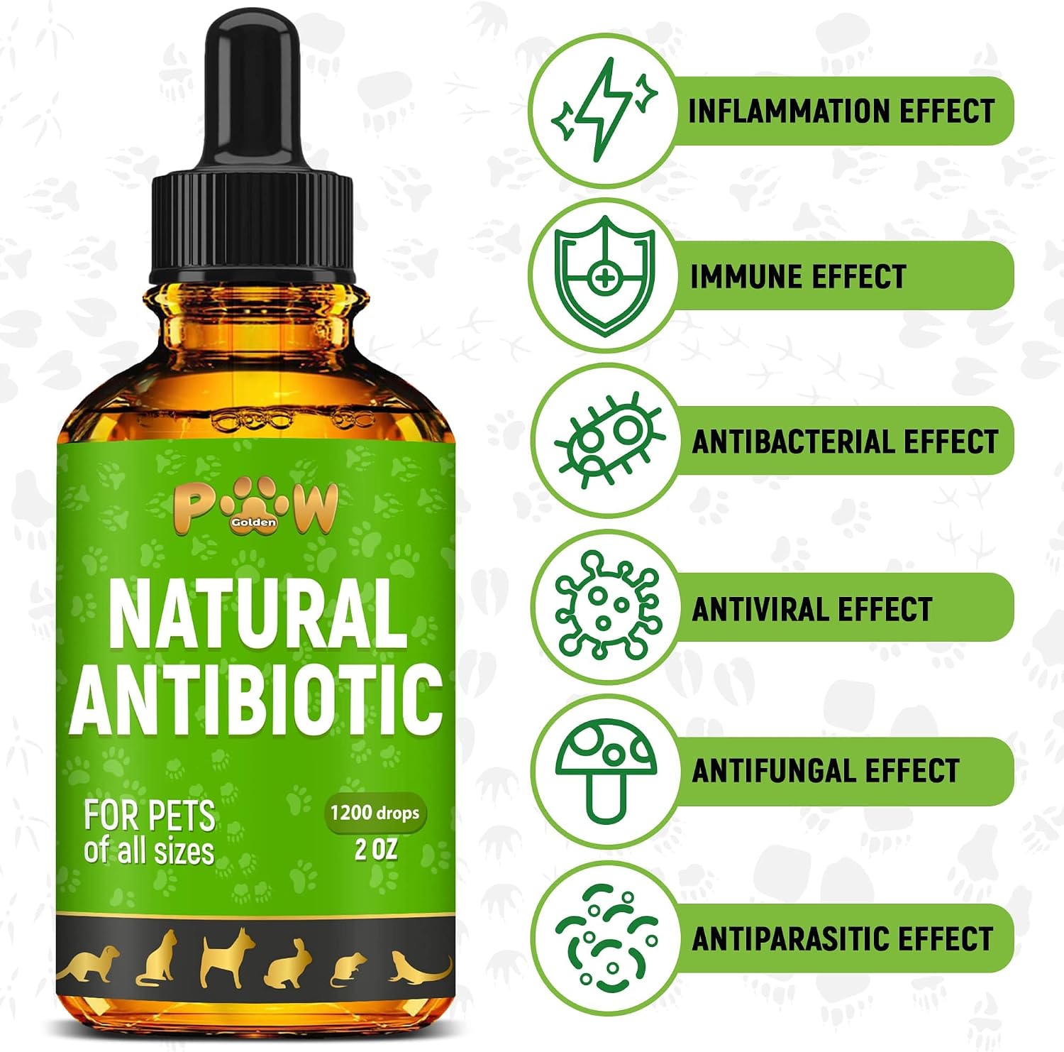 Golden Paw Antibióticos Naturales para Perros y Gatos – Gotas Orales – 2 oz (59 ml)
