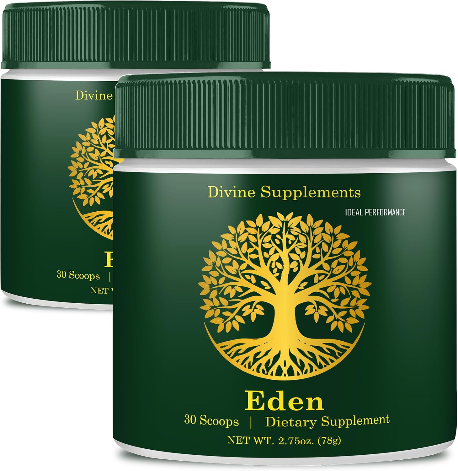 Eden Powder - Complemento Energético en Polvo, Máxima Potencia, Natural (2 Paquetes)