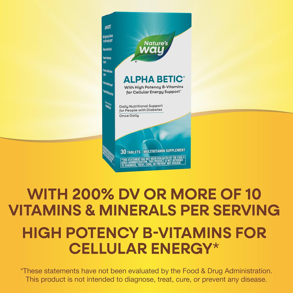 Nature's Way Alpha Betic - Multivitamínico para diabéticos, 30 comprimidos
