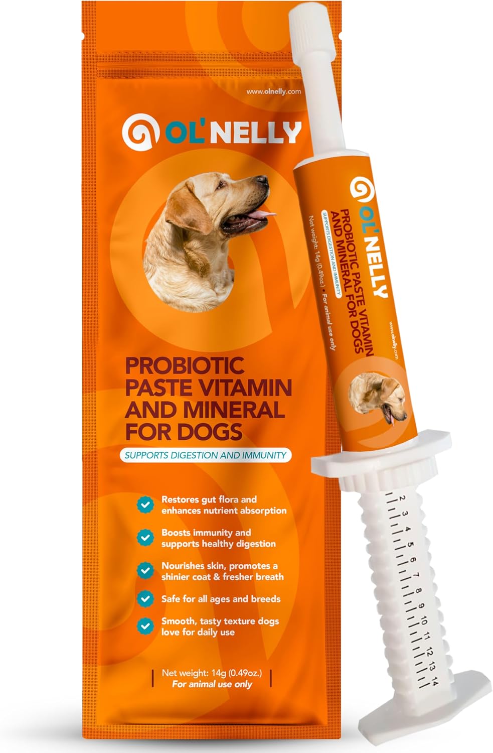 OL’ NELLY Pasta Probiótica para Perros y Gatos - 7.2 Mil Millones UFC, 6 Cepas + Prebiótico, 14g